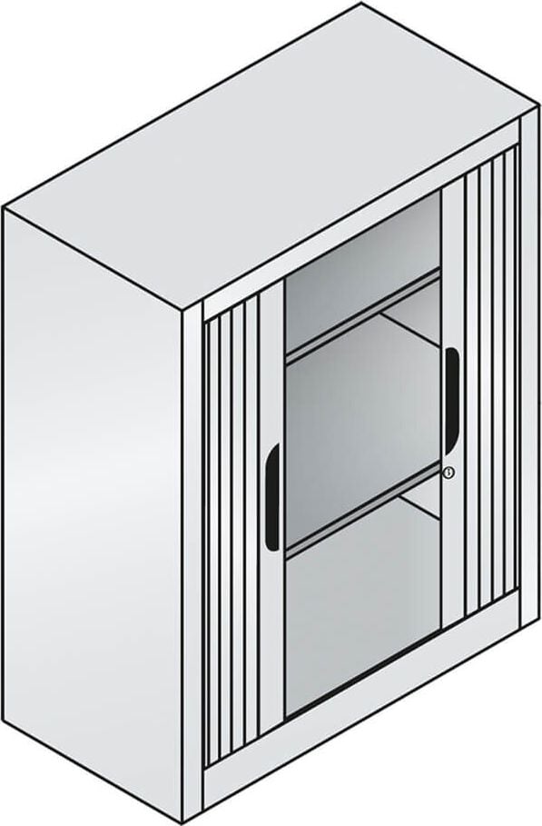 Aktenschrank CP Omnispace 3241-00, 80x103x42cm (BxHxT), 2 Querrollläden,
2 Fachböden, 2 Ordnerhöhen + 1 Restfach, hellgrau