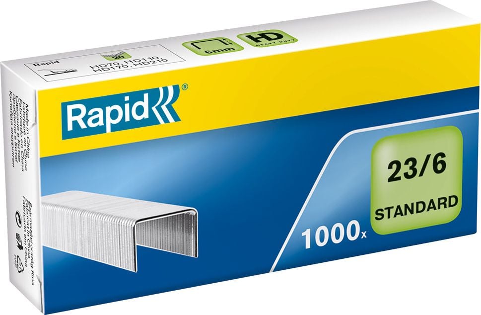 Heftklammern Rapid 23/6, verzinkt, Pack 1.000 Stück
