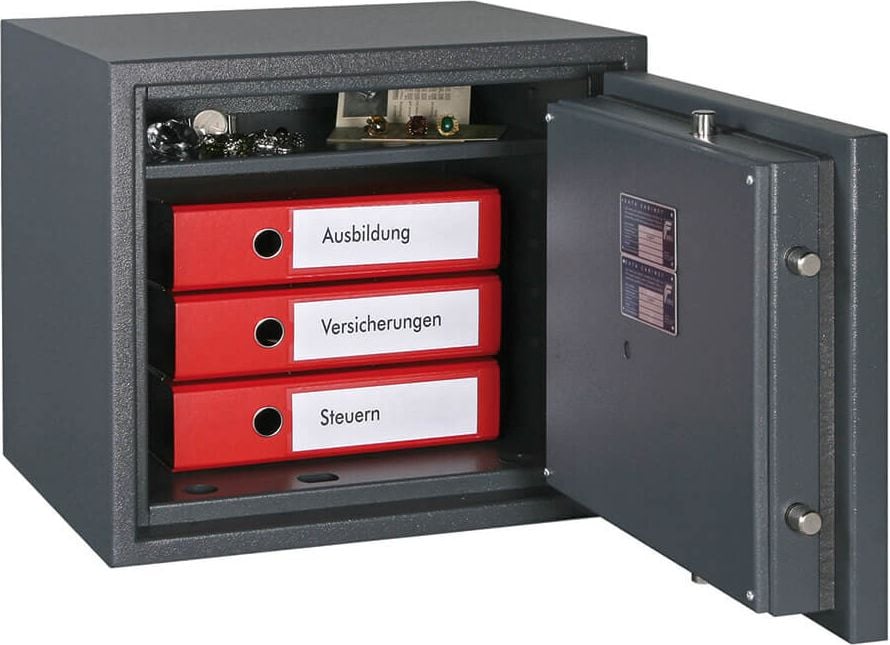 Brandschutzschrank Format Paper Star Light 4 1-türig, 51,5x40,8x30,4cm, 96kg, Sicherheitsstufe S2,
Feuersicherheit LFS 30 P, Volumen 66 Liter, graphit