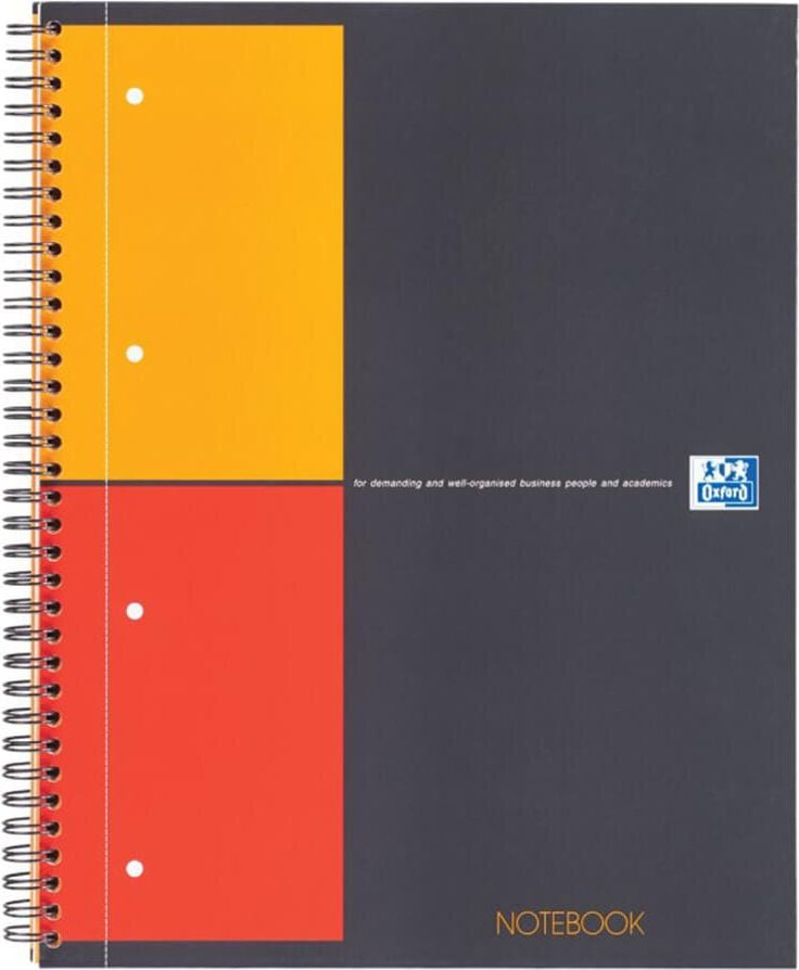 Collegeblock Oxford International Notebook A4+, hochweiß, 4-fach gelocht, Block 80 Blatt, kariert