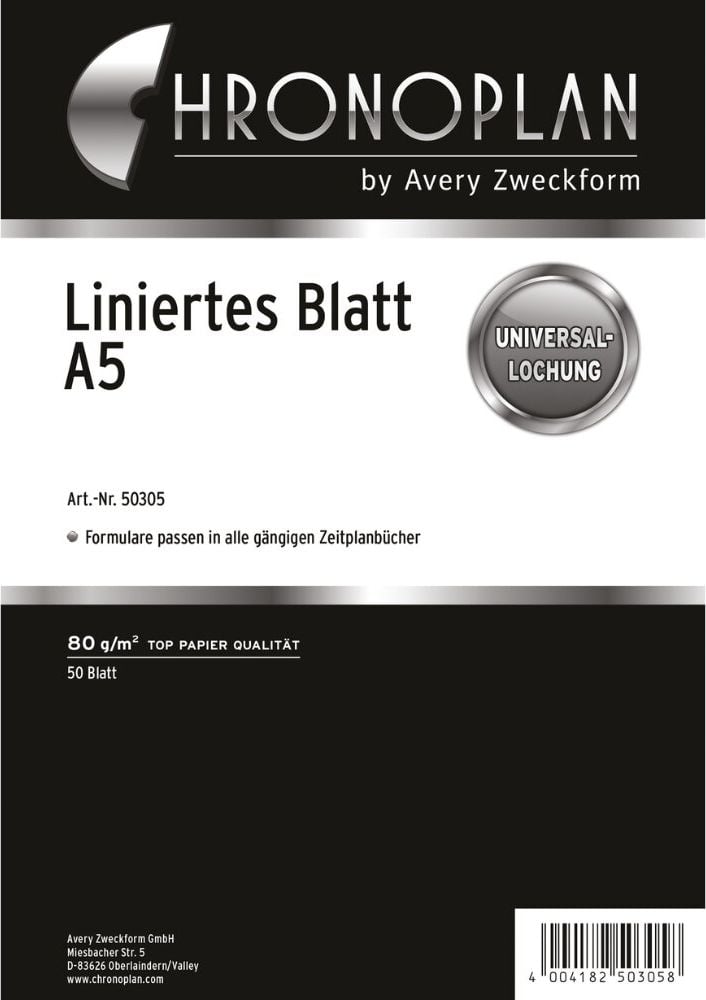 Terminplaner-Einlagen Chronoplan A5 Linierte-Blätter 50305, 50 Blatt