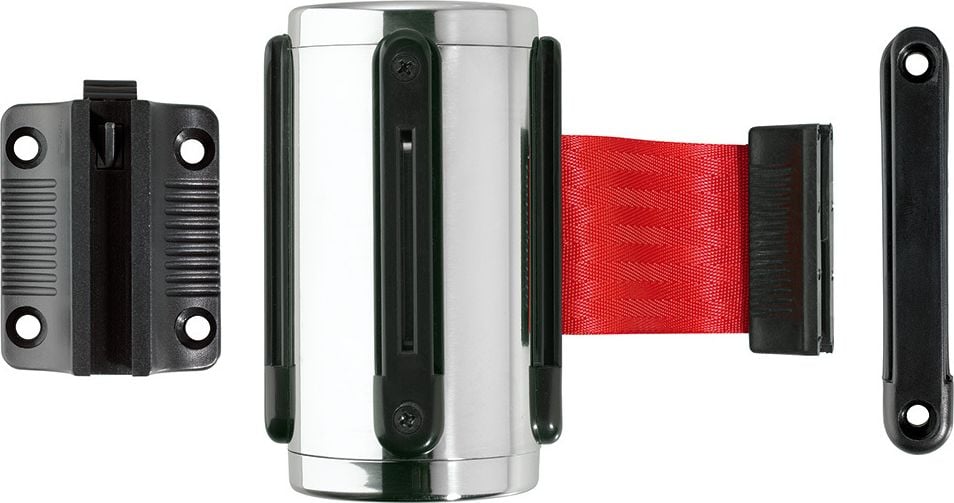 Gurtständer-Wandkassette Alco 8110, Chrom, farbiger Gurt (300 cm), 2-fach
Gurtaufnahme, rot