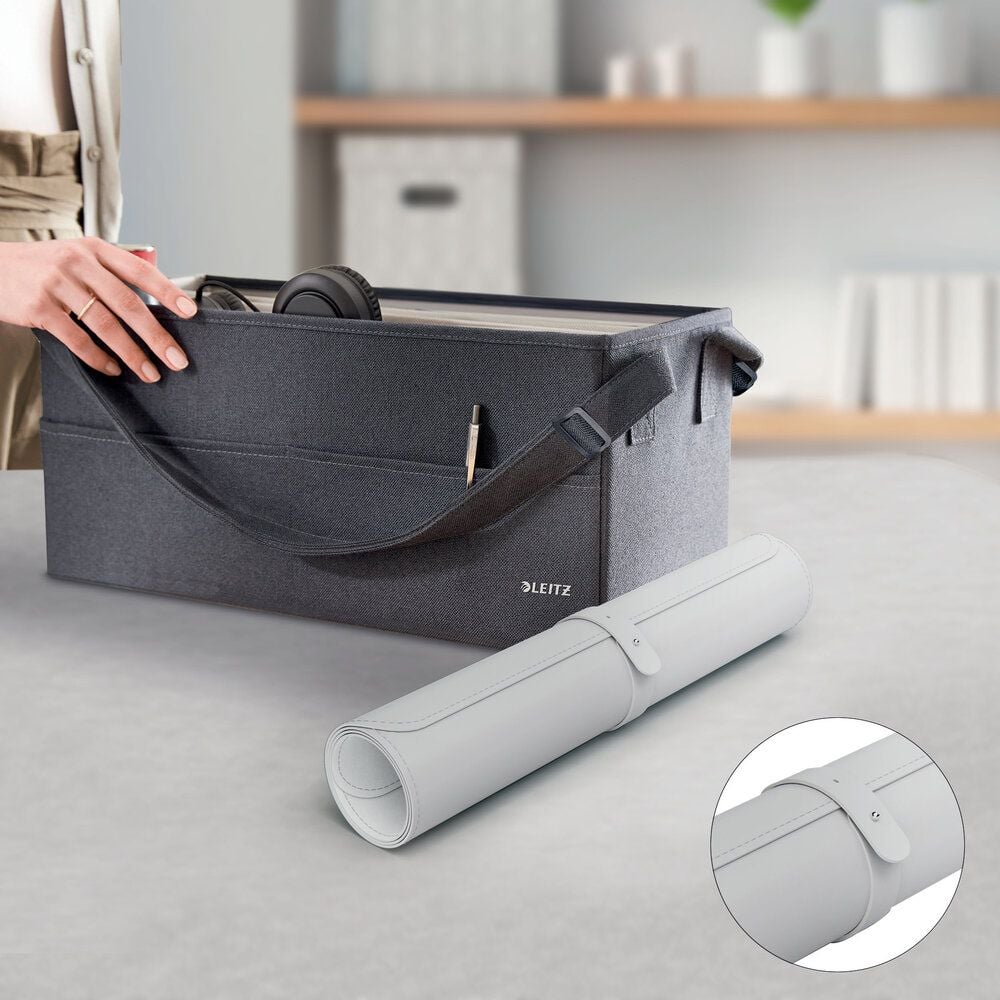 Schreibunterlage Leitz groß 5382, 40x80cm, PVC, mattfarben, rollbar, grau