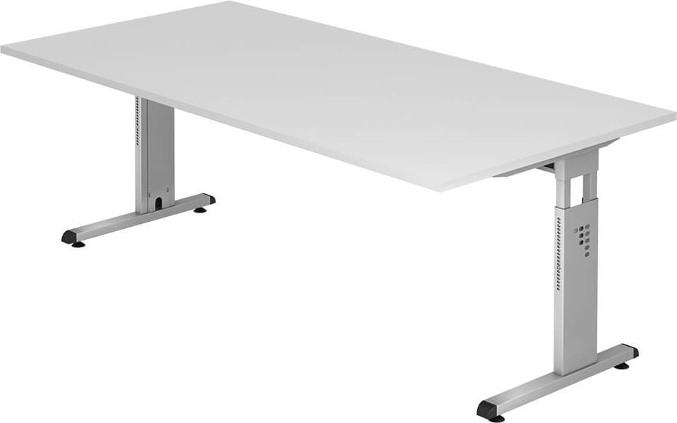 Schreibtisch Hammerbacher OS2E, 200x100cm (BxT), 65-85cm Höhe, rechteckig,
C-Fuß, weiß