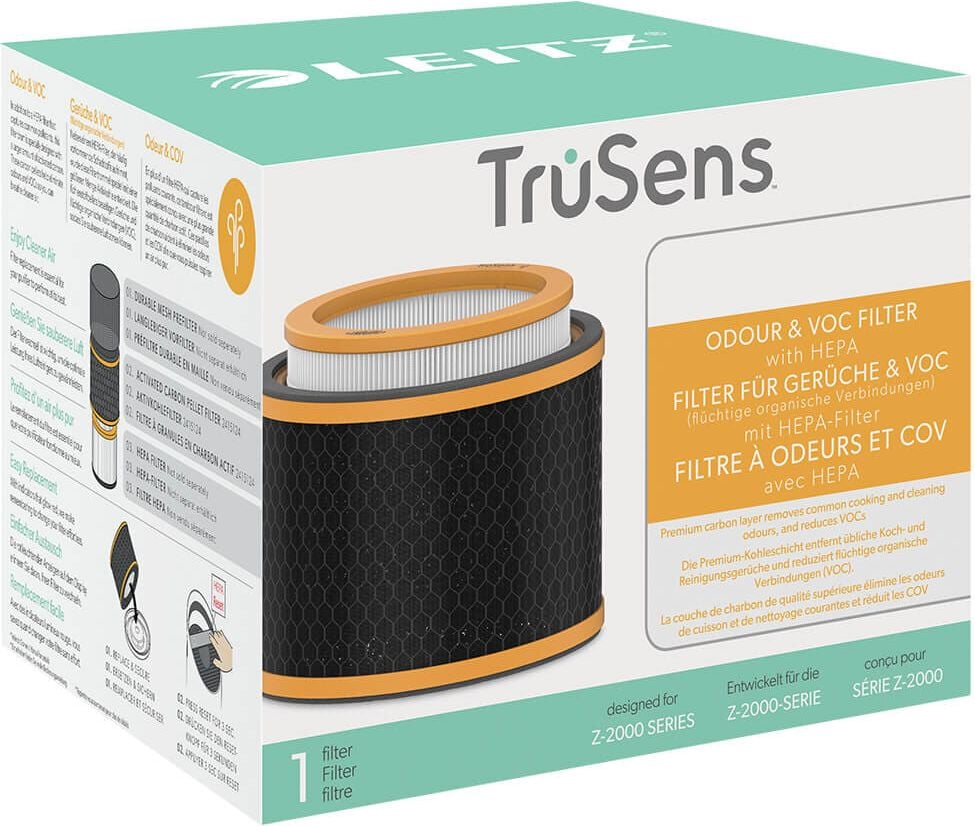 3-in-1 HEPA-Filtertrommel 2415123, für Leitz TruSens Z-2500 und Z-2000, geeignet
gegen Gerüche und flüchtige organische Gase
(VOCs)