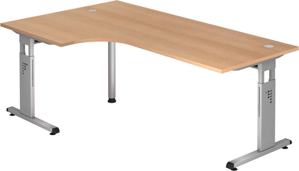 Winkelschreibtisch Hammerbacher OS82, 200x120cm (BxT), 65-85cm
Höhe, 90 Grad Winkel, C-Fuß, eiche