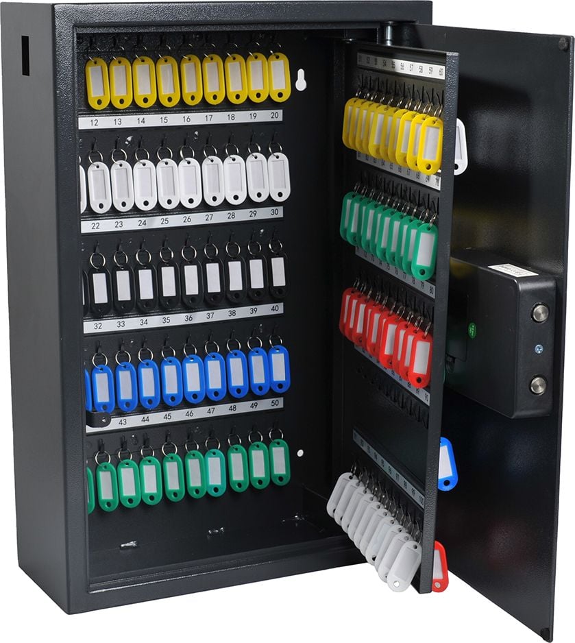 Schlüsseltresor pavo high security 8002719, für 150 Schlüssel, Elektronik-Zahlenschloss,
Stahl, Einwurfschlitz, dunkelgrau