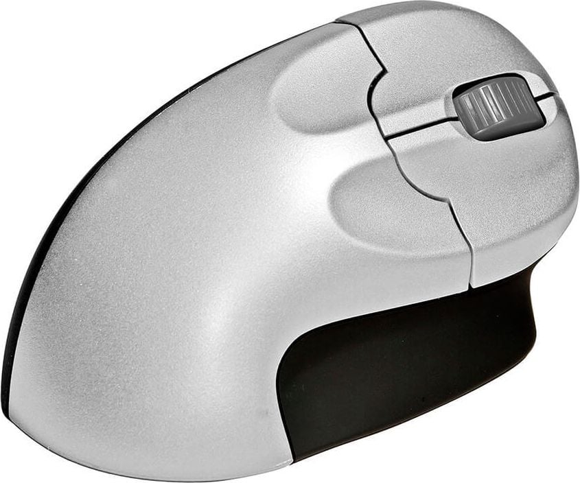 Maus BakkerElkhuizen Grip Mouse Wireless BNEGMW, vertikal, für Rechtshänder, Funk,
schwarz/silber