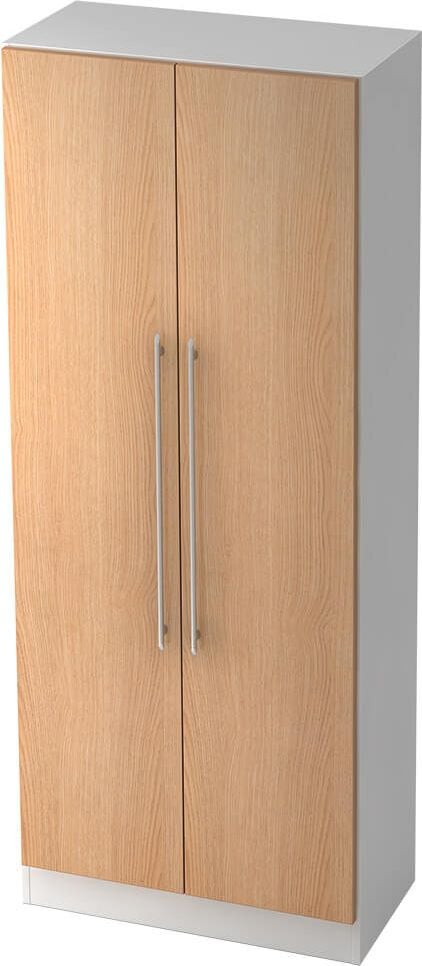 Aktenschrank Hammerbacher Solid 7100, 80x200,4x42cm (BxHxT), 2 Flügeltüren,
Relinggriff, weiß/eiche