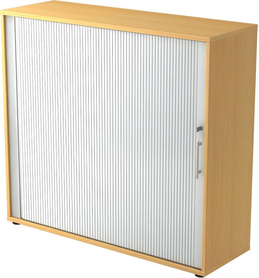 Aktenschrank Hammerbacher 1733S, 120x110x40cm (BxHxT), 1 Querrollladen, 2
Fachböden, Korpus/Rollladen zweifarbig, buche