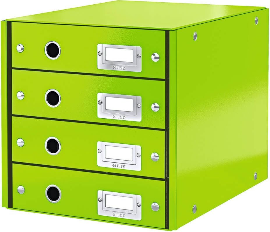 Schubladenbox Leitz Click & Store WOW Schubladenset 6049, für A4, 4 geschlossene Schubladen, grün