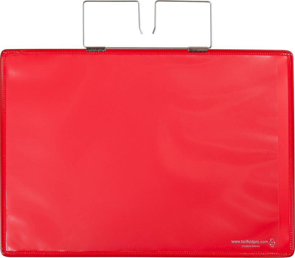 Gitterboxtaschen tarifold Kennzeichnungshülle 16504, A4 quer, Drahtbügel, PVC verstärkt,
Pack 10 Stück, gelb