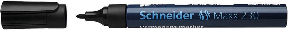 Permanentmarker Schneider Maxx 230, ca. 1-3mm, Rundspitze, Aluminiumschaft,
wasserfest, rot