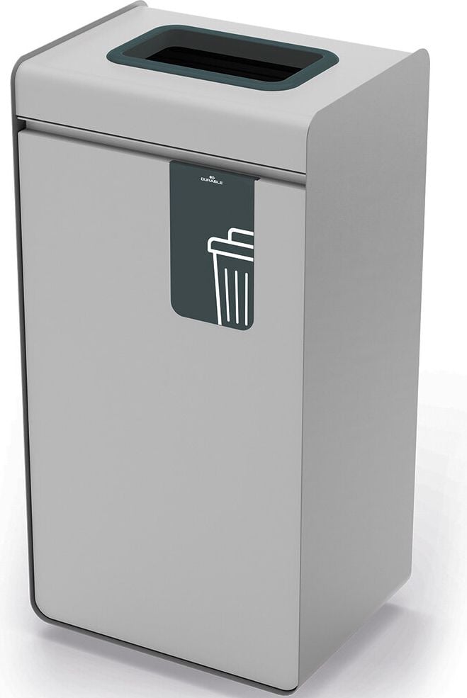 Abfallsammler Durable DURASORT 55L Restmüll 3213, 55 Liter, Stahl, Innenbehälter Kunststoff, rechteckig, Behälter grau, Einwurfring anthrazit