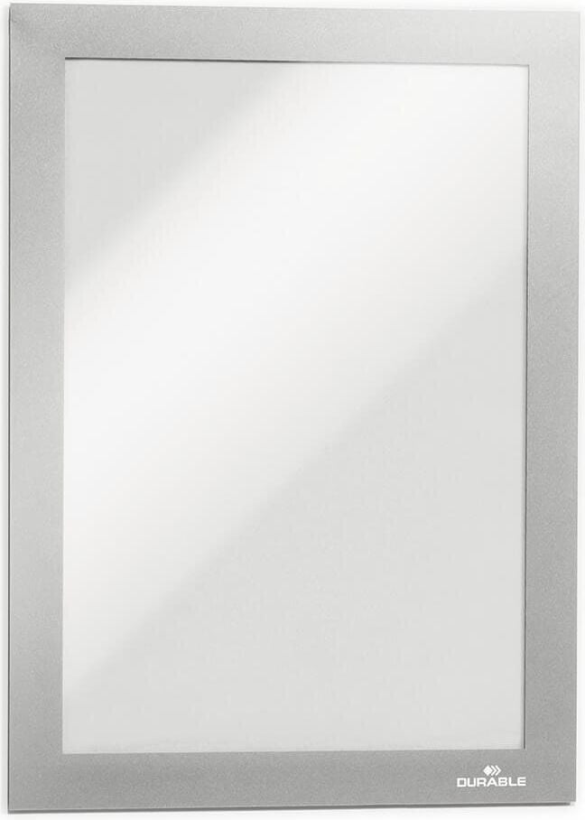 Inforahmen Durable DURAFRAME 4870, A6 hoch/quer, Rückseite selbstklebend, Pack 2 Stück, silber
