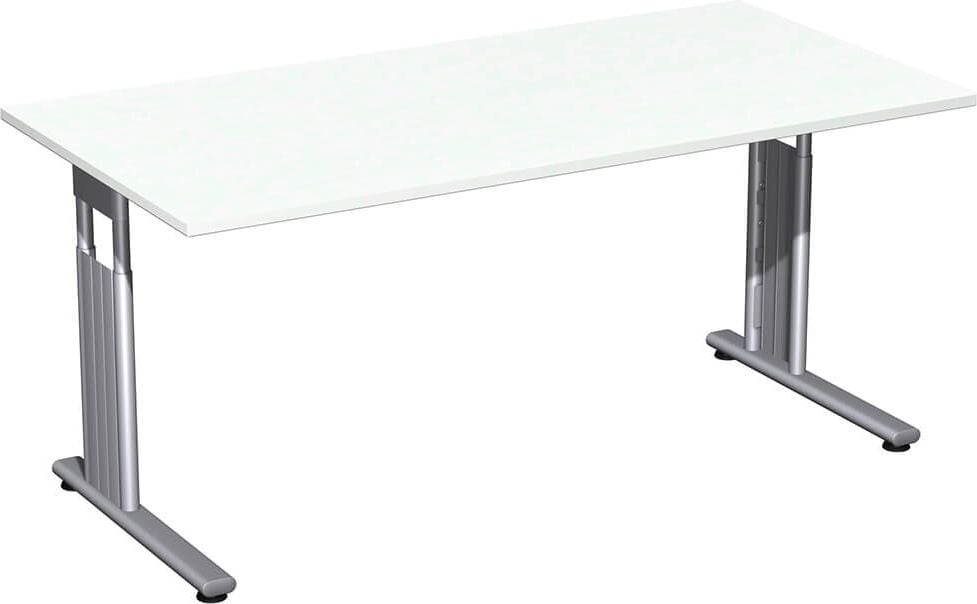 Schreibtisch Geramöbel C Fuß Flex S-618103, 160x72x80cm (BxHxT), rechteckig, C-Fuß silber, ahorn