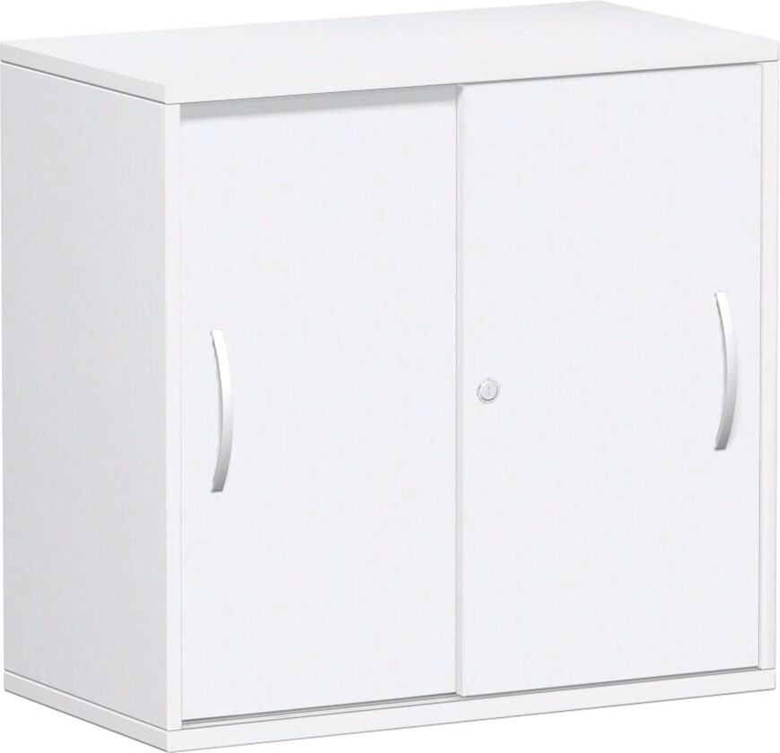 Aktenschrank Geramöbel Flex S-382502, 80x79,8x42,5cm (BxHxT), 2 Schiebetüren, 1
Fachboden, 2 Ordnerhöhen, Bogengriff,
abschließbar, weiß
