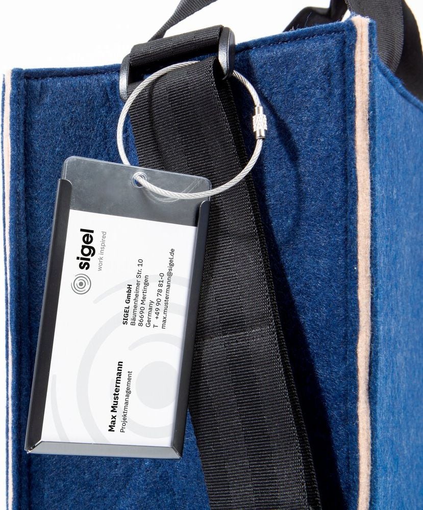 Aufbewahrungstasche Sigel Desk Sharing Bag Bicolor M BA420, für Laptops bis 15,4 Zoll, 100% recycelter LET-Filz, 2 Fächer, 5 separate Einsteckfächer, dunkelblau/beige