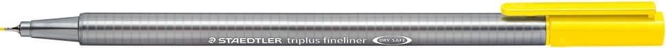 Fineliner Staedtler triplus 334, ca. 0,3mm, metallgefasste Spitze,
Dreikantschaft, aus 97% Rezyklat, gelb