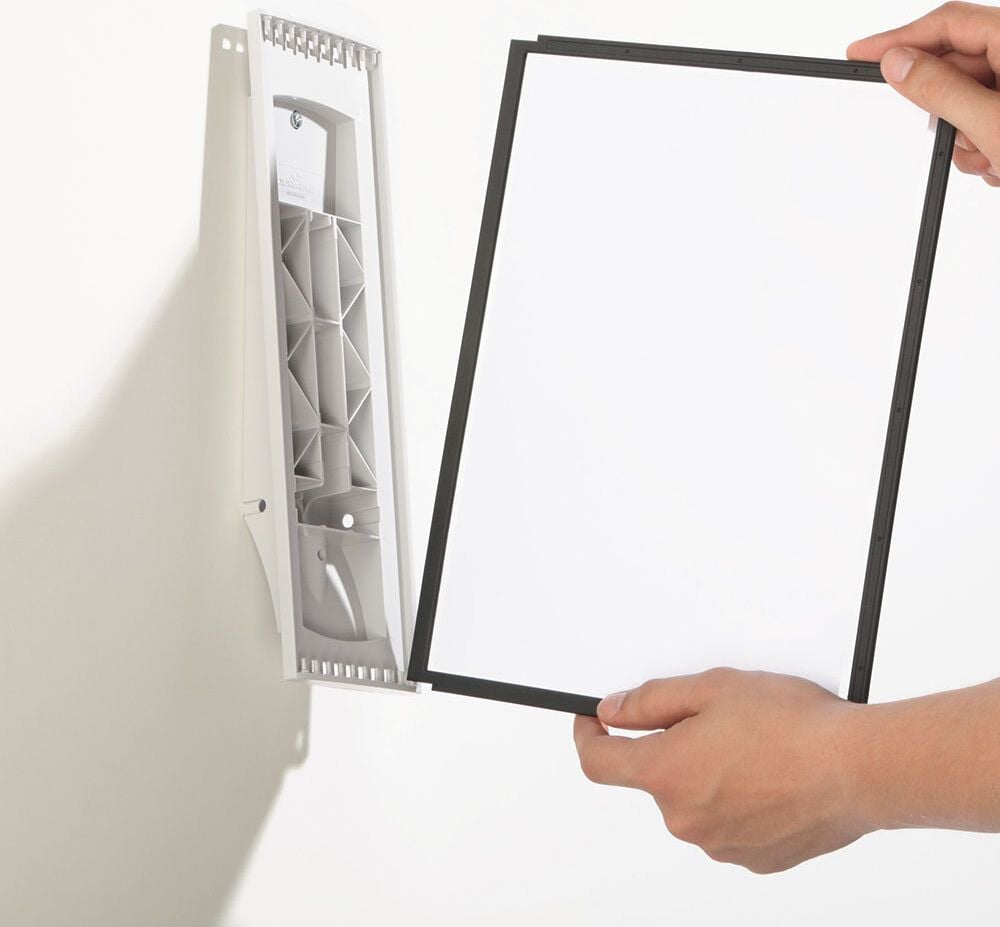 Sichttafel-Wandhalter Durable SHERPA WALL 10 5631-00, Tafelträger, 10 Tafeln (5x rot/5x schwarz),
10 Reiter mit blanko Einsteckschildern