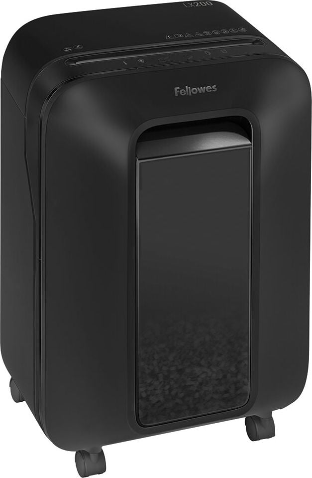 Aktenvernichter Fellowes Powershred LX200 5502201, 4x12mm Mini-Partikelschnitt, ca. 12 Blatt, 22 Liter Behälter, schwarz
