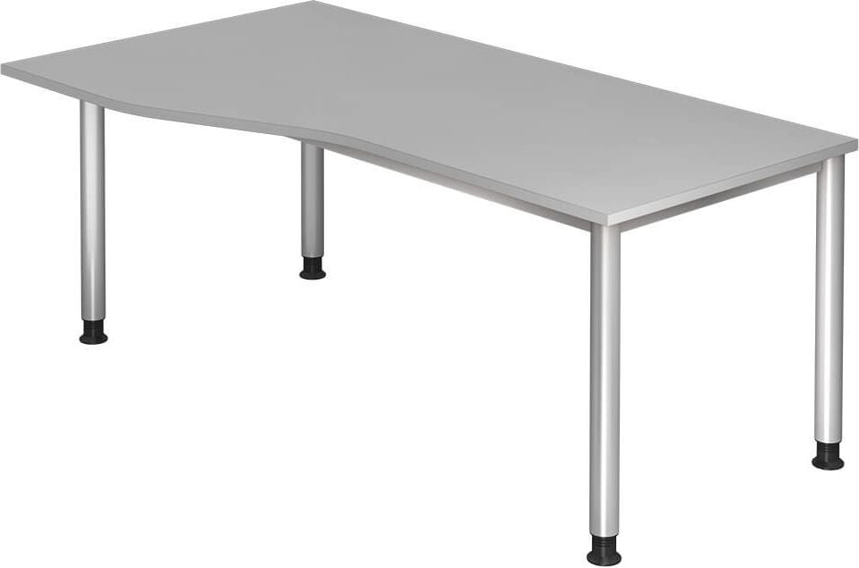 Schreibtisch Hammerbacher HS18, 180x100cm (BxT), 68,5-81cm Höhe, Freiform,
4-Fuß, grau