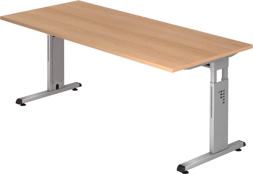 Schreibtisch Hammerbacher OS19, 180x80cm (BxT), 65-85cm Höhe,
rechteckig, C-Fuß, eiche