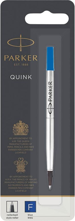 Tintenrollerminen Parker QUINK Rollerball refill, F, blau, Blister 1 Stück, blau