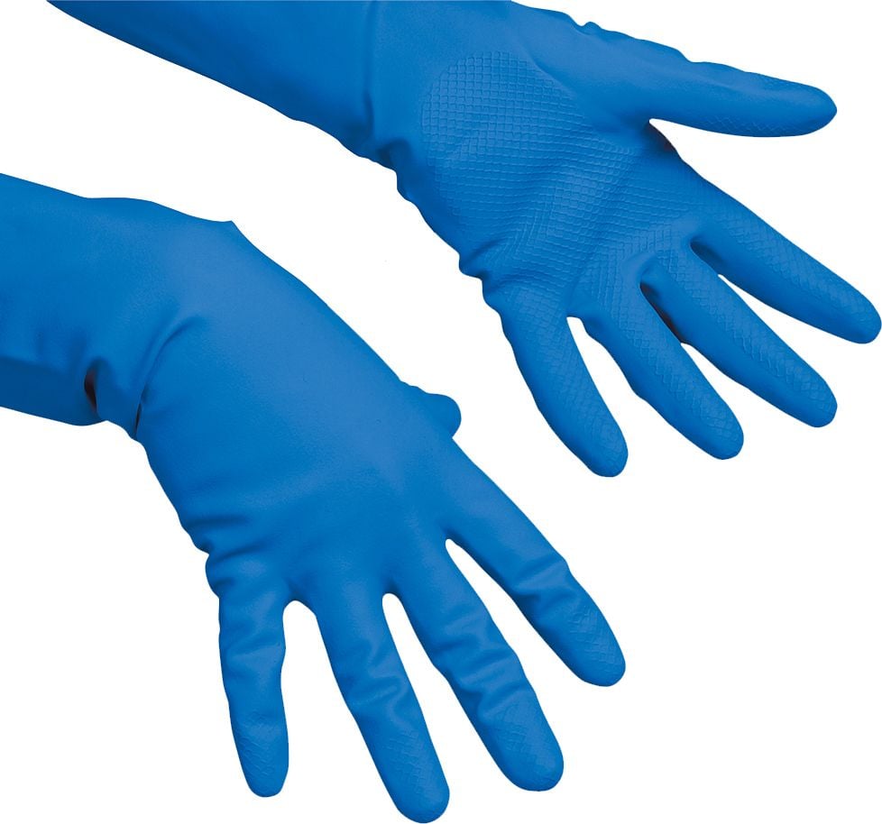 Allzweckhandschuhe Vileda Multipurpose Der Feine blaue, Naturlatex, baumwollgefüttert, blau, Größe XL