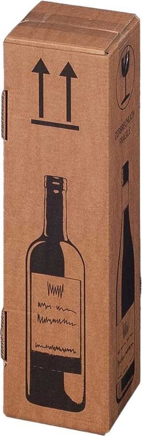 Flaschenverpackung Smartbox Pro 222103020, für 1 Flasche, Innenmaße: 105x105x420mm, PTZ-/UPS-zertifiziert, Wellpappe, braun, Pack 20 Stück