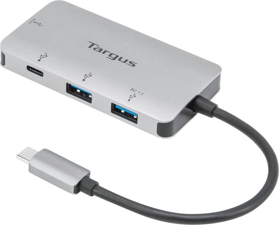 USB-Hub Targus ACH228EU, USB-C-Hub, für bis zu 4 Geräte, silber