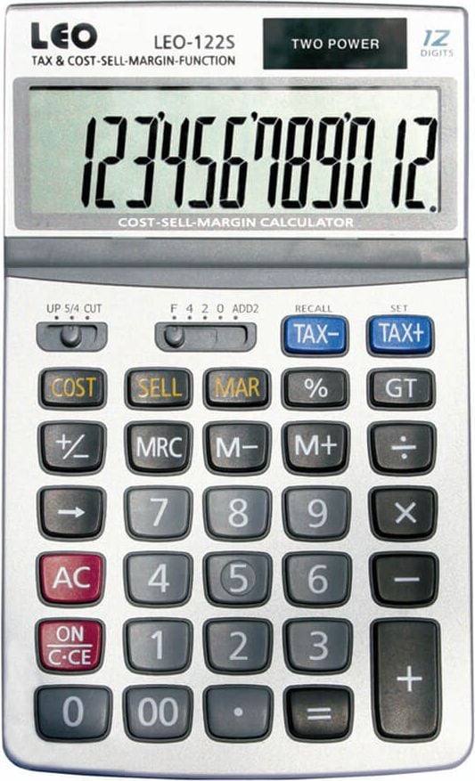 Tischrechner Sharp EL-334W, 12-stelliges LC-Display, Solar- und Batteriebetrieb