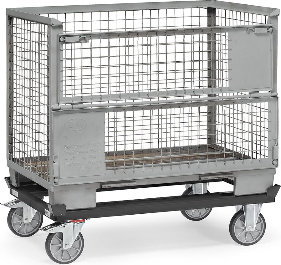 Paletten-Fahrgestell fetra 22801-7016 GREY EDITION, 121x81cm Nutzfläche, bis 750kg, TPE-Reifen, anthrazitgrau