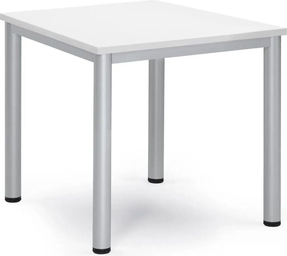 Besprechungstisch Deskin BASE-MODUL Q, 800 x 800 x 720 mm (BxTxH), Gestell Alusilber RAL 9006, Gewicht 18 kg, weiß
