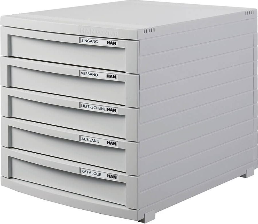 Schubladenbox HAN CONTUR 1505, für A4, 5 geschlossene Schubladen, Polystyrol, schwarz