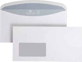 Kuvertierumschläge, 114x229mm, Fenster, FSC weiß, außenliegende
Seitenklappen, Pack 1000 Stück