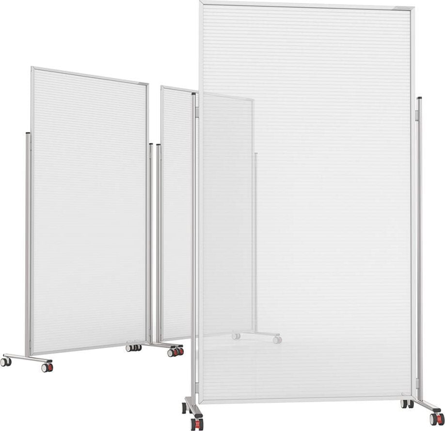 Stellwand Magnetoplan Raumteiler Evolution Mobil 11038210M, 128,5x208,5x47cm (BxHxT), Polycarbonat, transparent, 4 Laufrollen