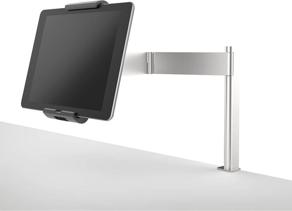 Tablethalterung Durable Tablet Holder Table Clamp 8931-23, für 7-13 Zoll Tablets im Hoch- und
Querformat, Tischklemme, drehbar, neigbar, schwenkbar, silber