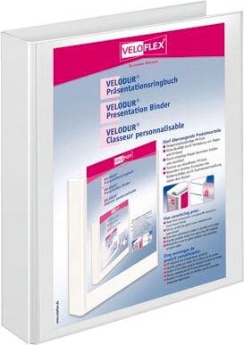 Präsentationsringbuch Veloflex Velodur 4144190, A4, 4 Ringe, 20mm Rücken, 15mm Ringdurchm.,
weiß
