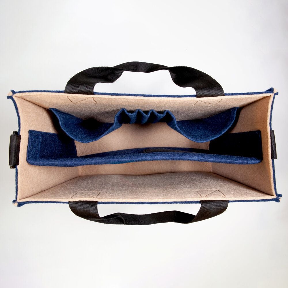 Aufbewahrungstasche Sigel Desk Sharing Bag Bicolor M BA420, für Laptops bis 15,4 Zoll, 100% recycelter LET-Filz, 2 Fächer, 5 separate Einsteckfächer, dunkelblau/beige