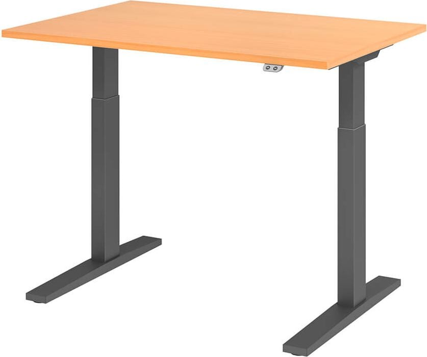 Hubschreibtisch Hammerbacher XMKA12, 120x80cm (BxT), 70-120cm Höhe, elektrisch
höhenverstellbar, rechteckig, C-Fuß graphit, eiche