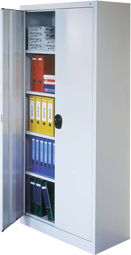 Aktenschrank CP Serie 13 130287-350, 93,5x195x40cm (BxHxT), 2 Flügeltüren,
4 beschichtete Fachböden, 5 Ordnerhöhen,
hellgrau
