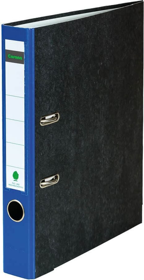 Ordner A4 Corona, 50mm, farbiger Rücken, Wolkenmarmor, A4, 5cm Rücken, farbiger Rücken, Pappeinband, blau