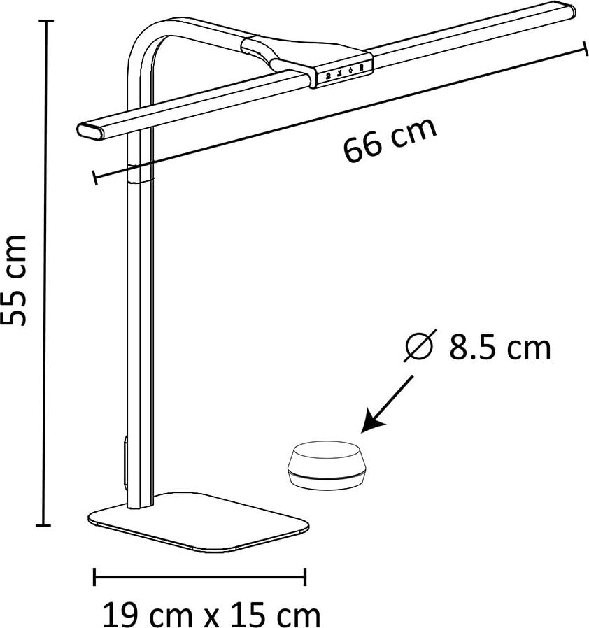 LED-Schreibtischleuchten Unilux STRATA base 40018844, 18 W, LED (warmweiß-tageslichtweiß), 2235lm, 5 Farbtemperaturen, dimmbar, USB-Ladefunktion, Standfuß, schwarz