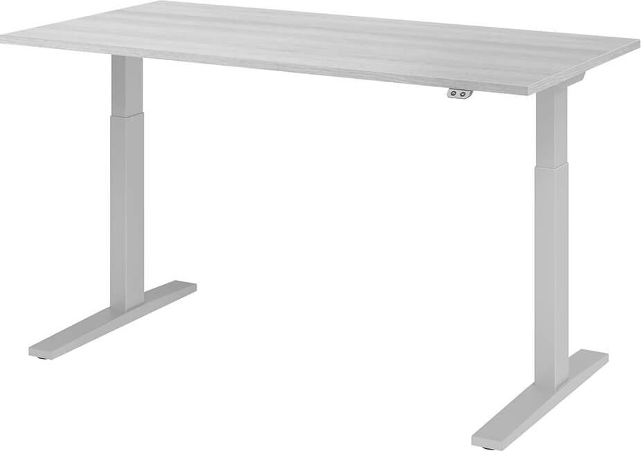 Hubschreibtisch Hammerbacher XMKA16, 160x80cm (BxT), 70-120cm Höhe, elektrisch
höhenverstellbar, rechteckig, C-Fuß silber, eiche