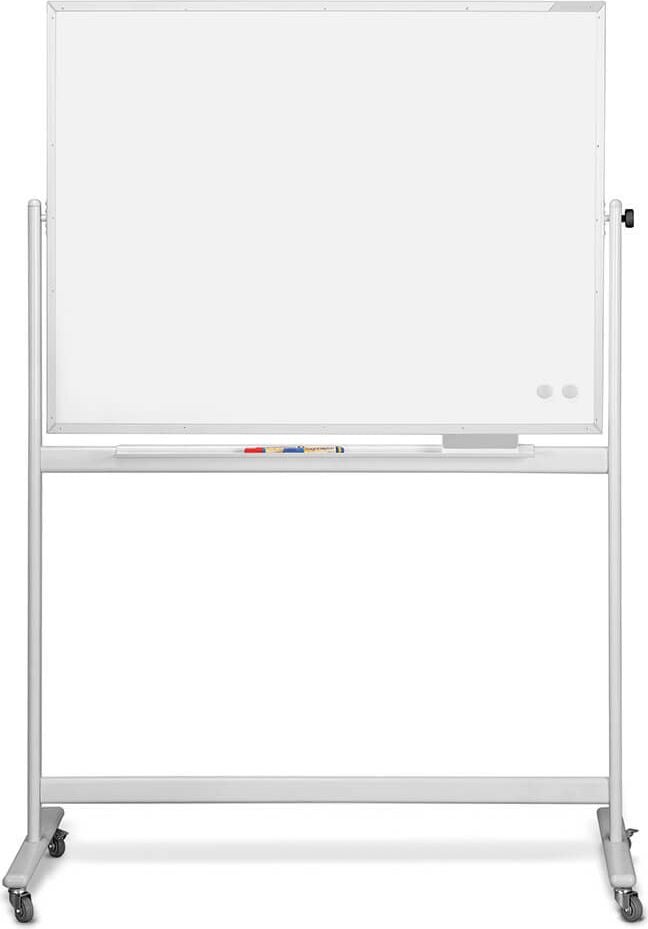 Whiteboard Magnetoplan CC mobil 1241190, 120x220cm, emailliert, trocken abwischbar,
Ablageschale, Stativ-Drehtafel