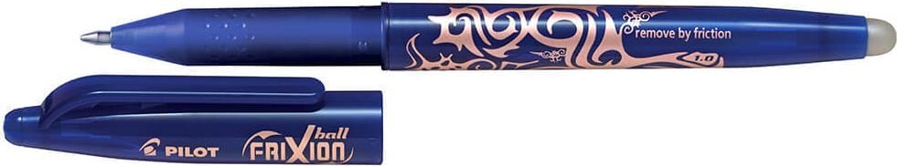 Tintenroller Pilot FriXion Ball BL-FR10 2258, ca. 0,5mm, radierbar, Kappe mit Clip,
Grundfarben, blau