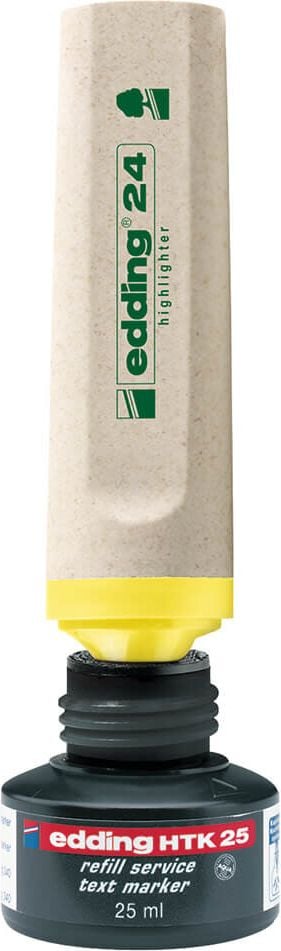 Textmarkertintenfass Edding Nachfülltinte HTK-25, für Textmarker 345 und EcoLine 24, 25ml, gelb