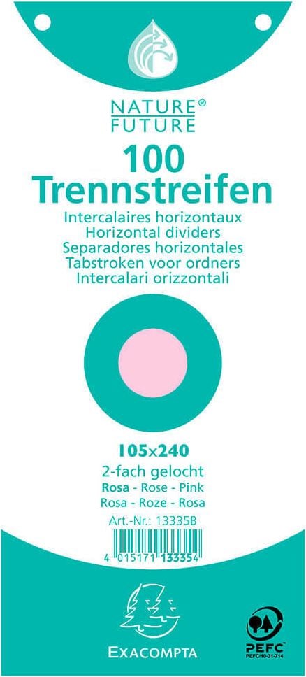 Trennstreifen Exacompta, 10,5x24cm, 180 g/m² Premiumkarton, Pack 100 Stück, rot
