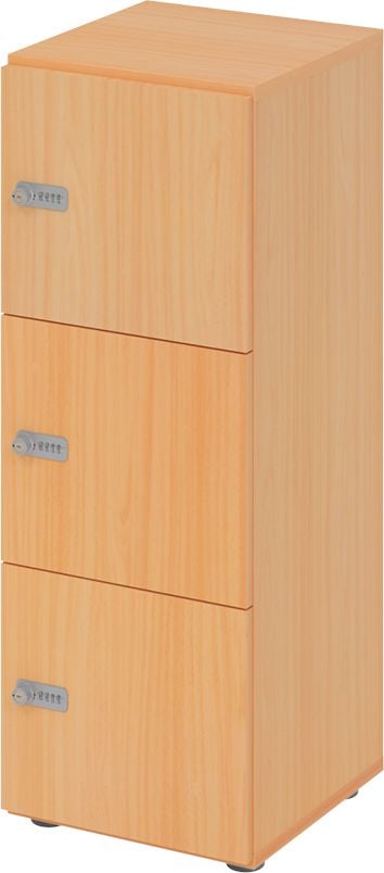 Schließfachschrank Hammerbacher V234L3 ZS, 40 x 42 x 110 cm (BxTxH), 3 Ordnerhöhen, 3 Türen, mit Zahlenschloss, 3 Fächer, buche